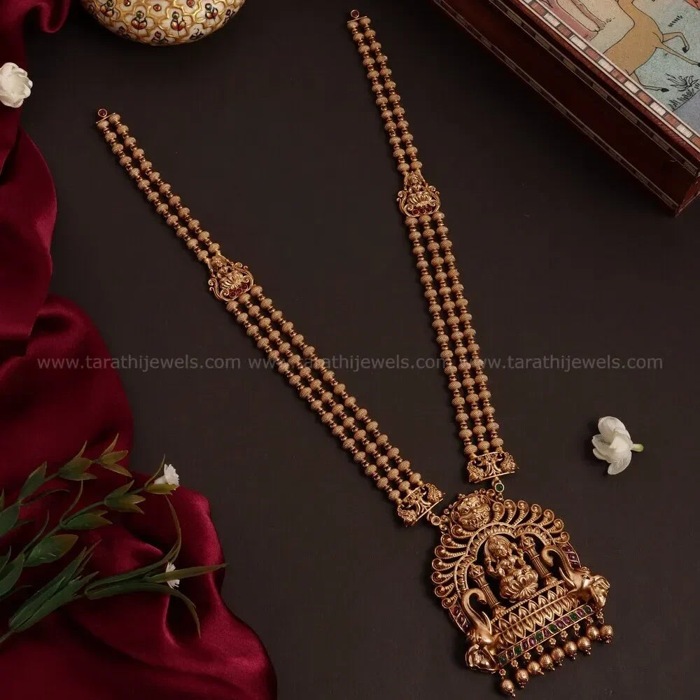 Gold Look alike Lakshmi Pendant Long Haaram HA200