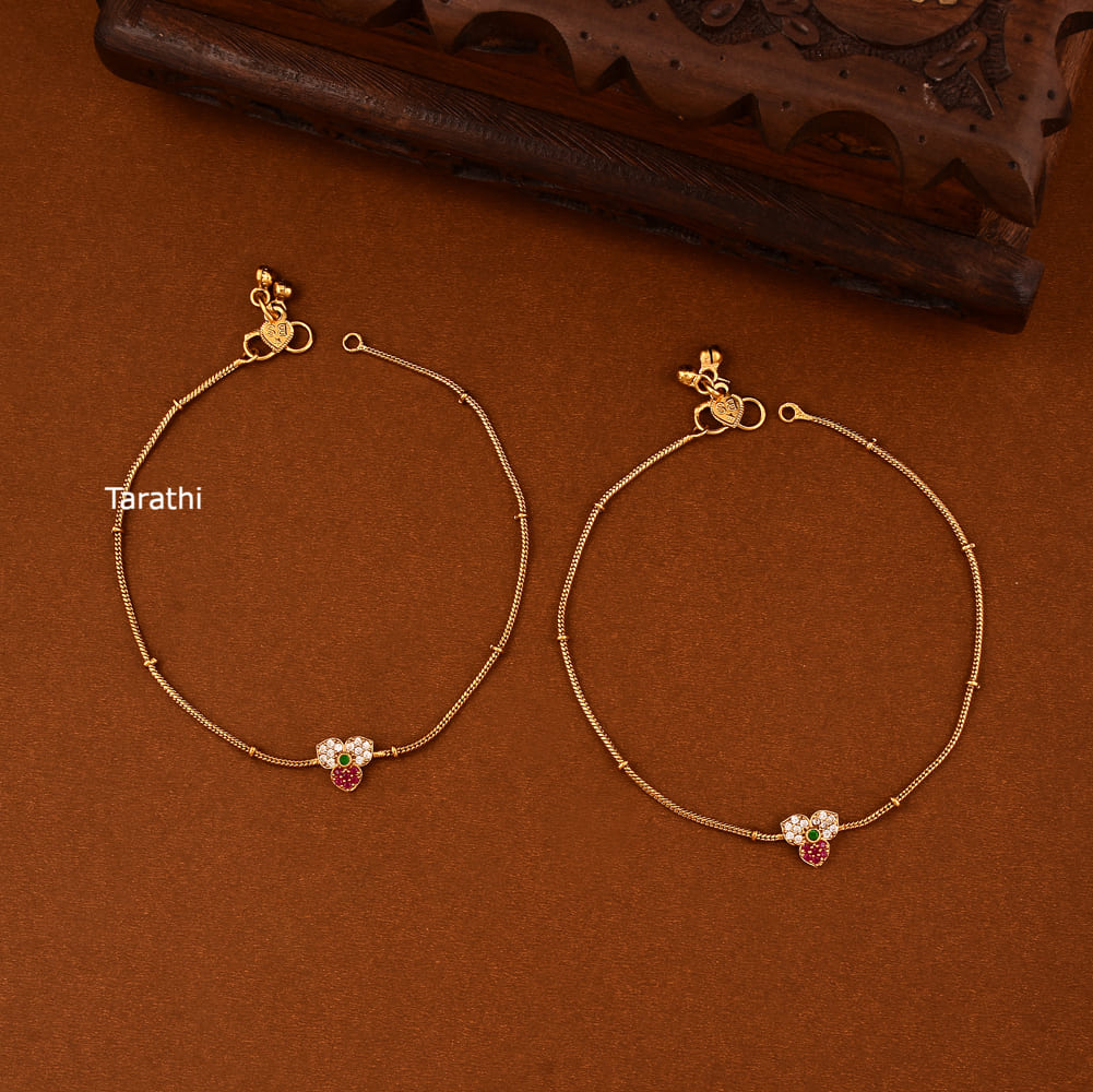 Beautiful Flower Design Jadau Anklets AK12