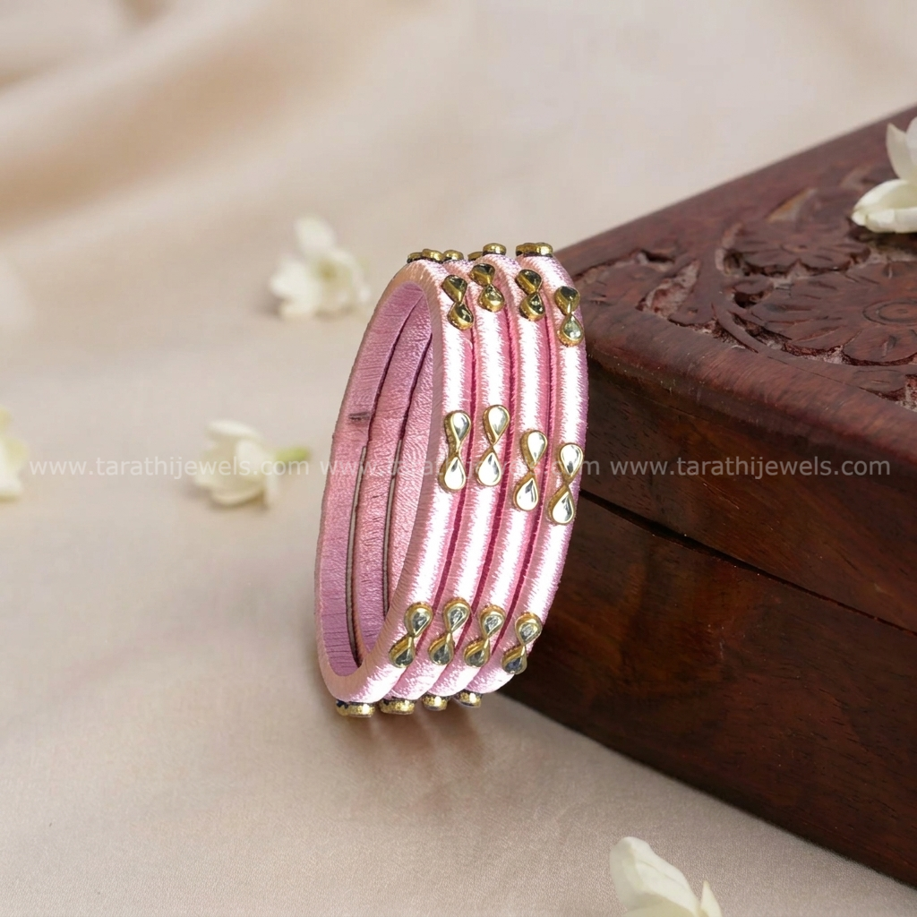 Pink Silk Thread Bangles BA189