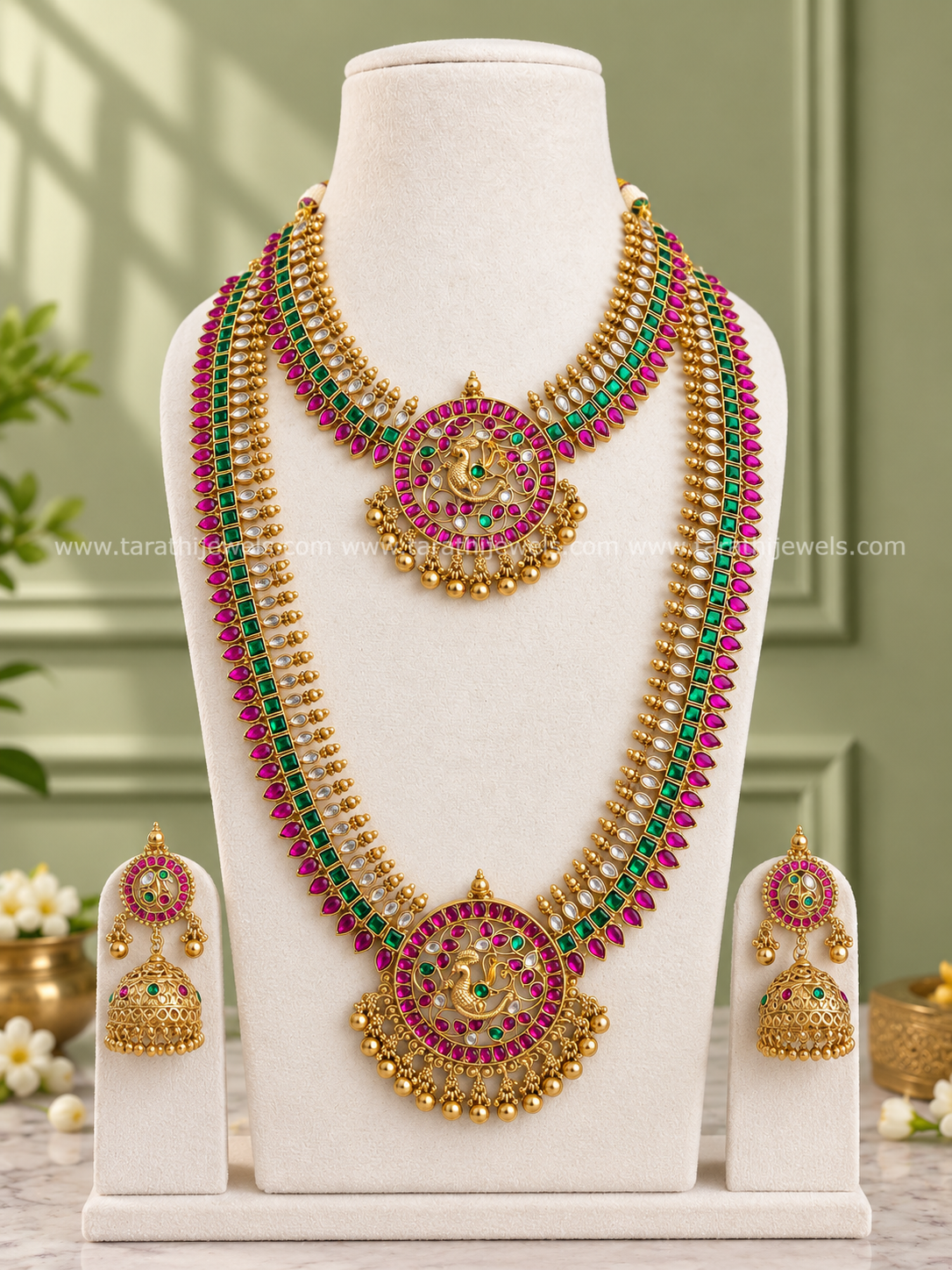 Tarathi Jadau Kundan Peacock Bridal Combo BR18