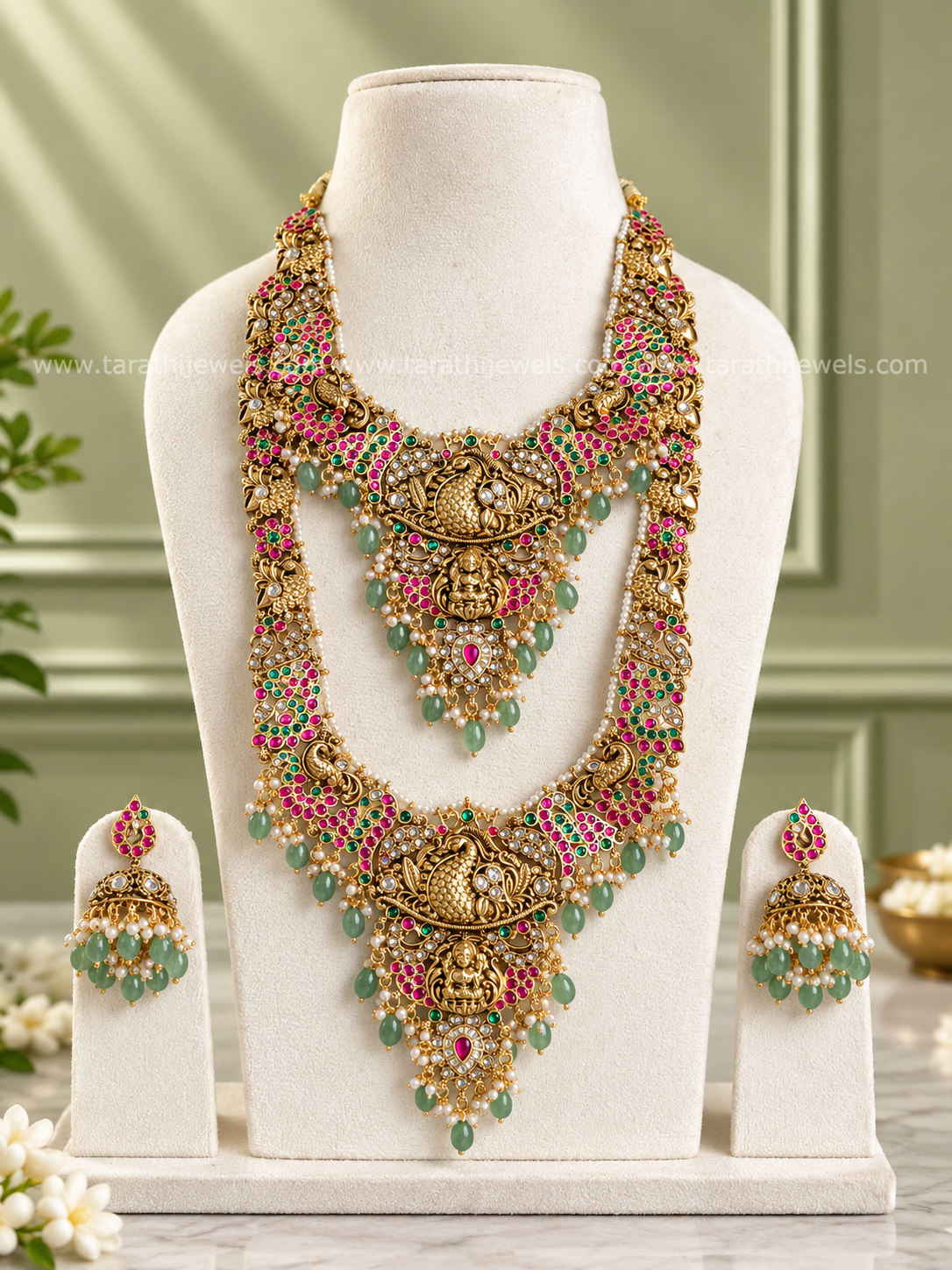 Tarathi Jadau Kundan Peacock Bridal Combo BR21