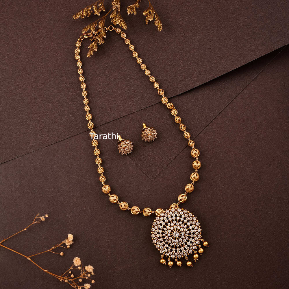 Traditional Pendant Gold Ball Long Haaram HA152