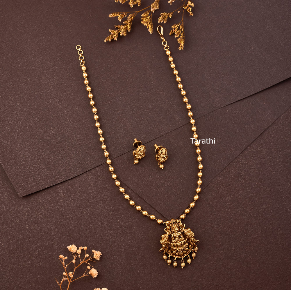 Lakshmi Pendant Gold Balls Long chain HA160