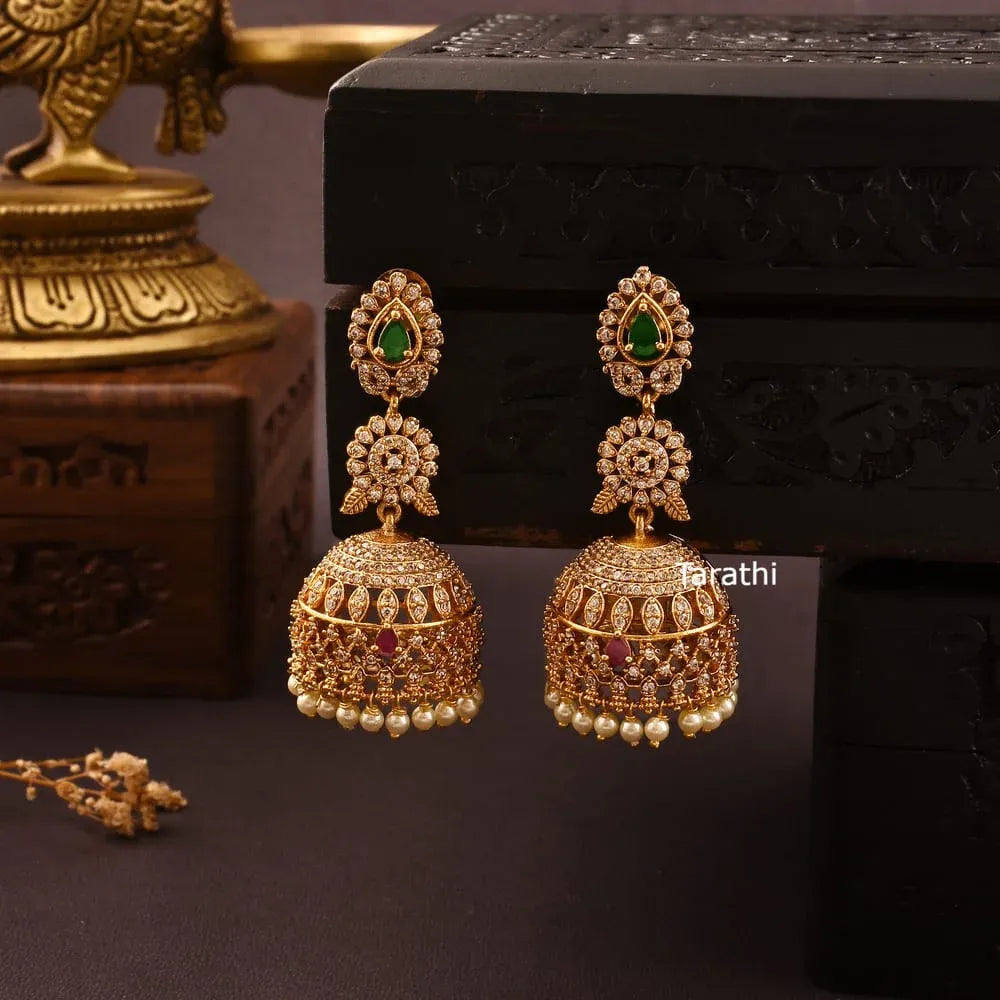 Classic American Diamond Stones Bridal Jumka