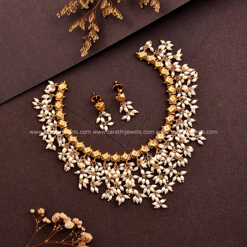 Premium Quality Rice pearl Guttapusalu Necklace N458