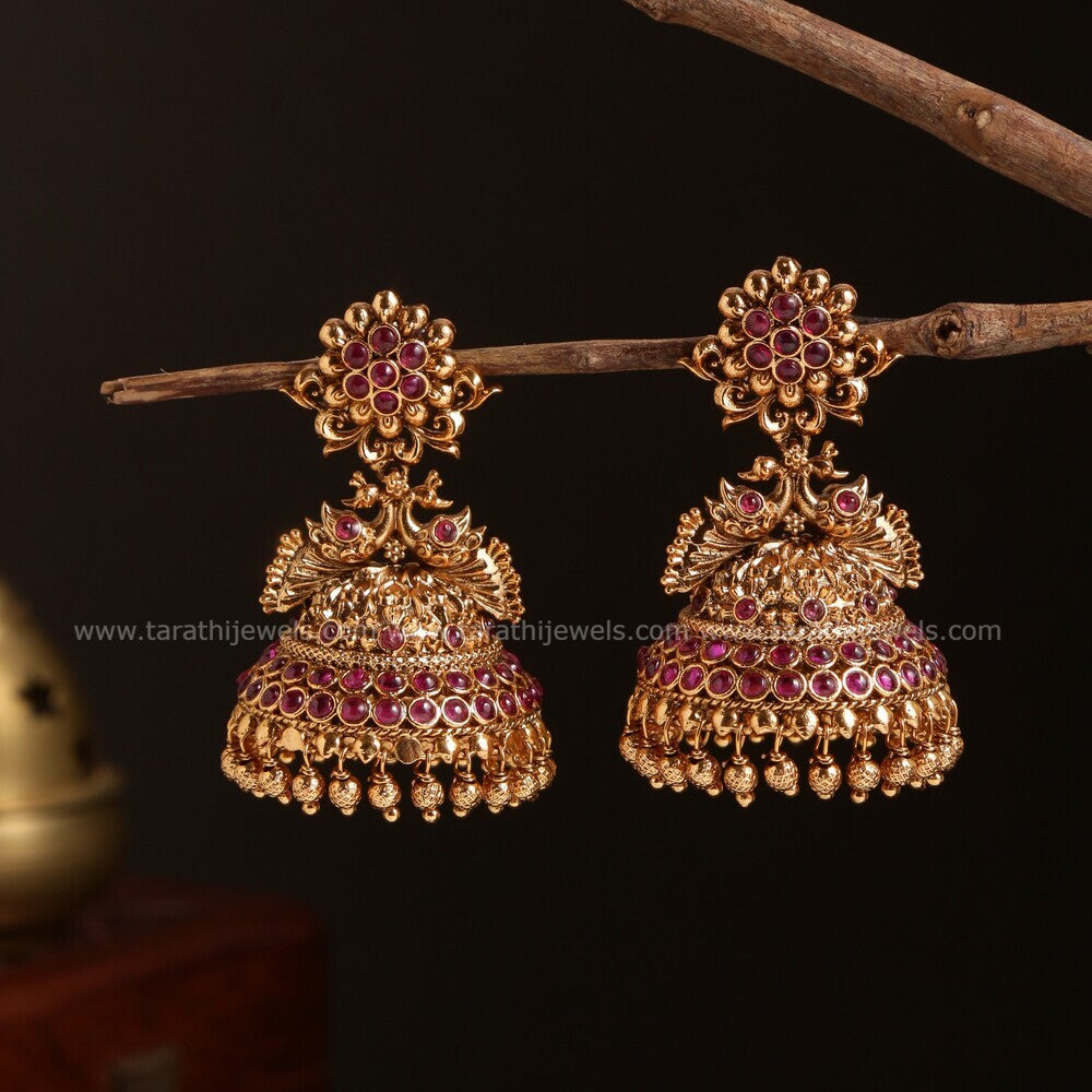 Gold tone peacock bridal Jumka EA685