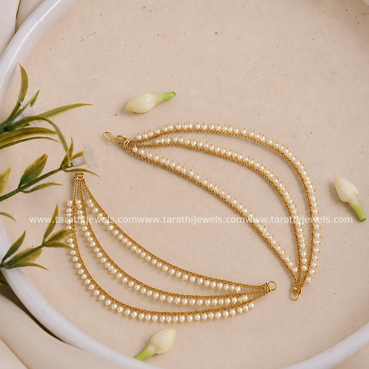Three Layered Pearl Earring chain EC153