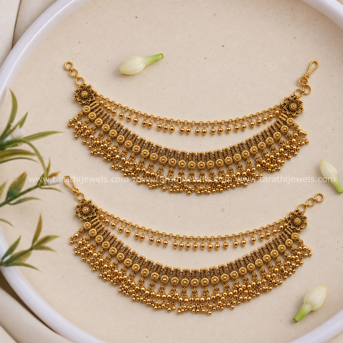 Bridal Two Layered Gold Drops Earring Chain EC189