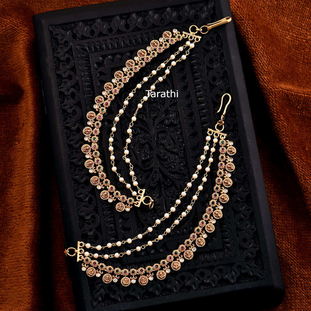 Gold Look Alike Lakshmi Earring Chain EC44