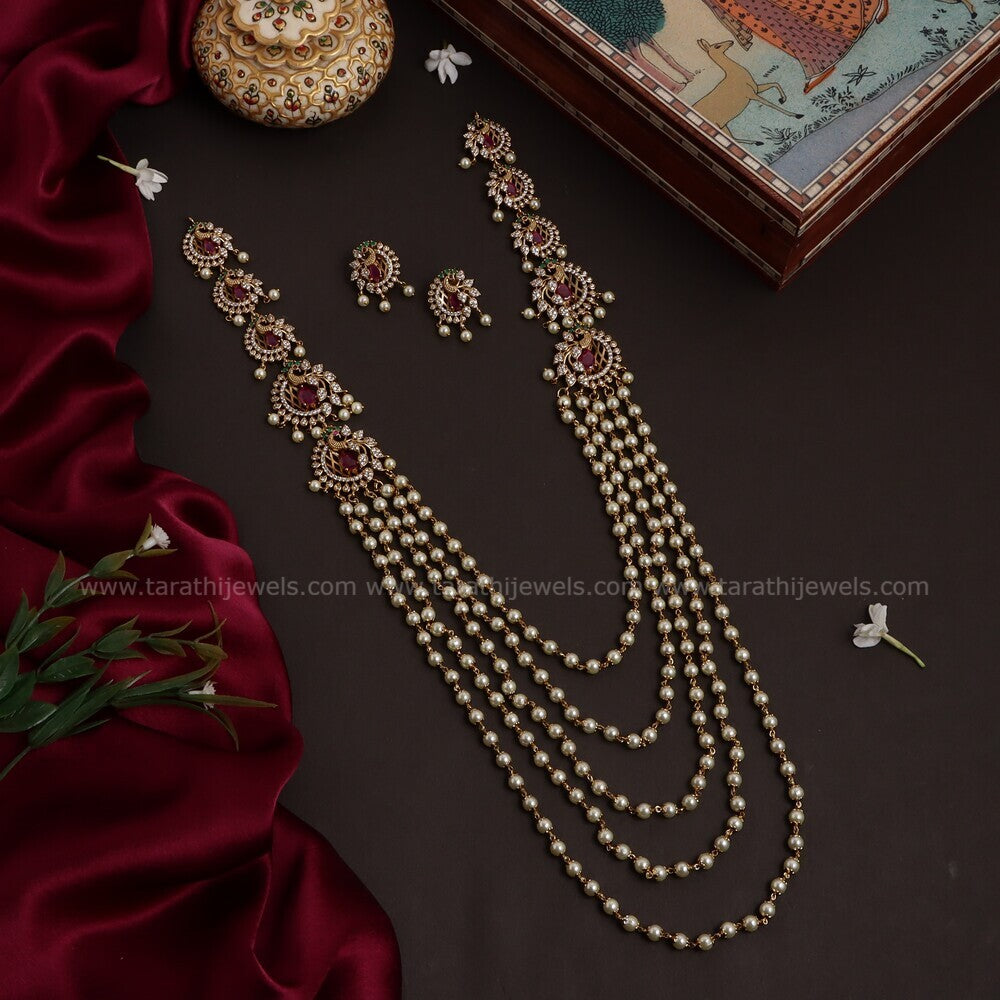 Peacock Pearl Layered Haaram HA207