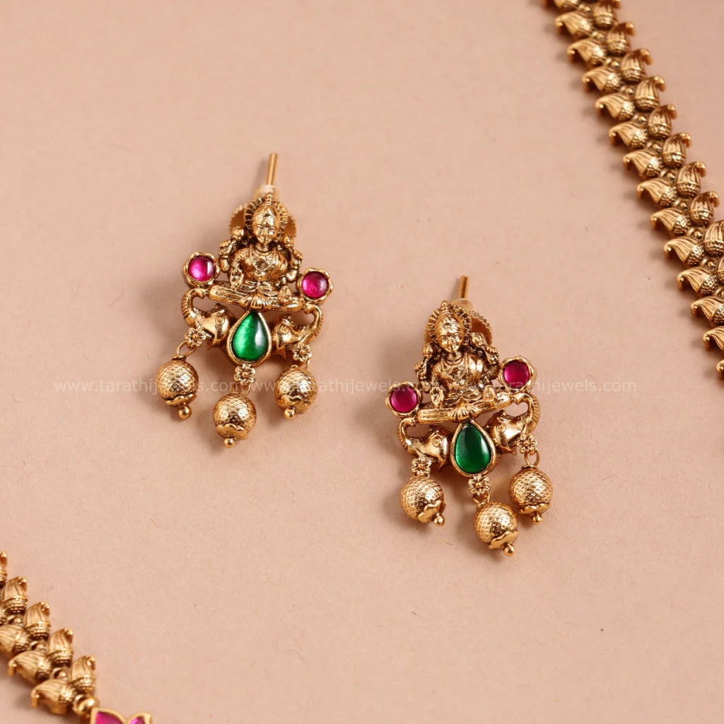 Antique Finish Lakshmi Gold drops Long Haaram HA314