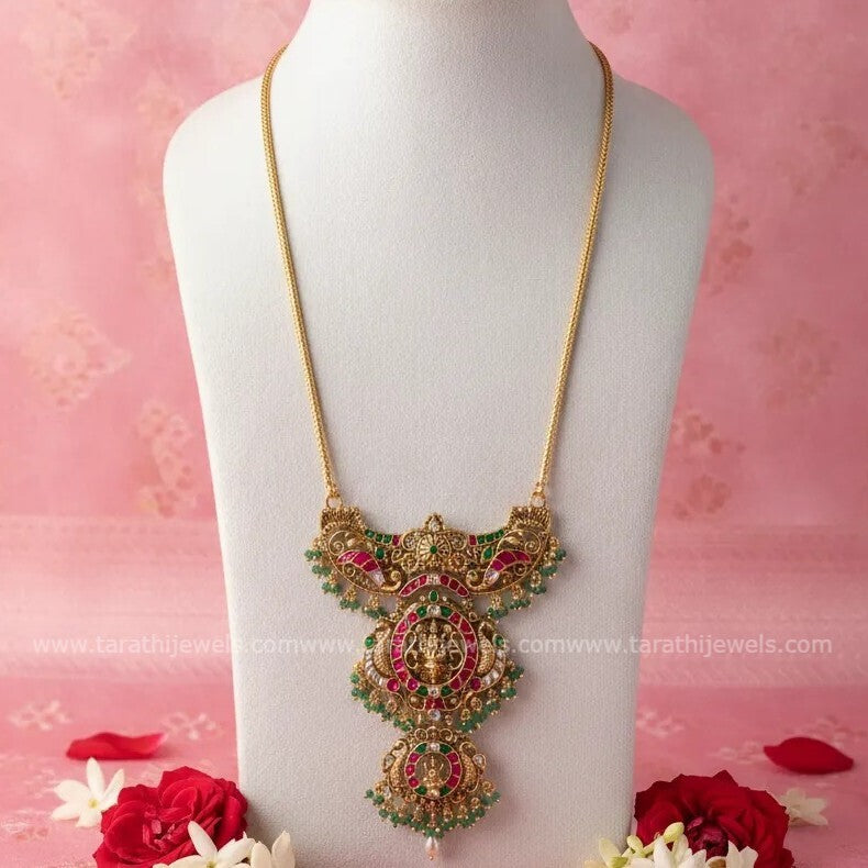 Traditional Three Layered Lakshmi Pendent Long Chain HA436