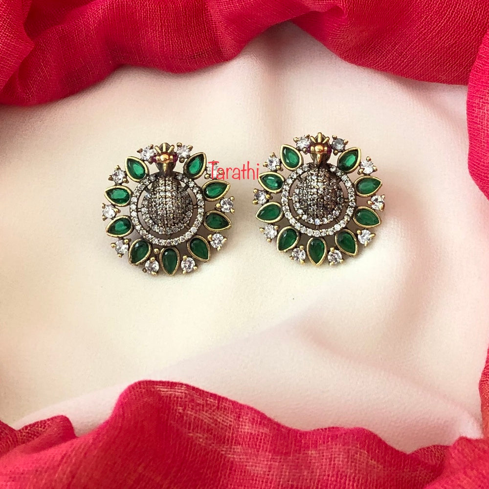 Peacock design Victorian Diamond Earrings EA322