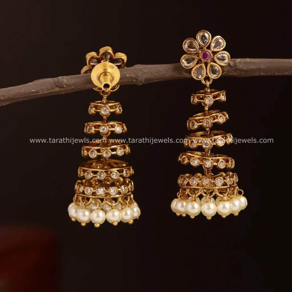 Golden Five Layer Pearl Earring EA578