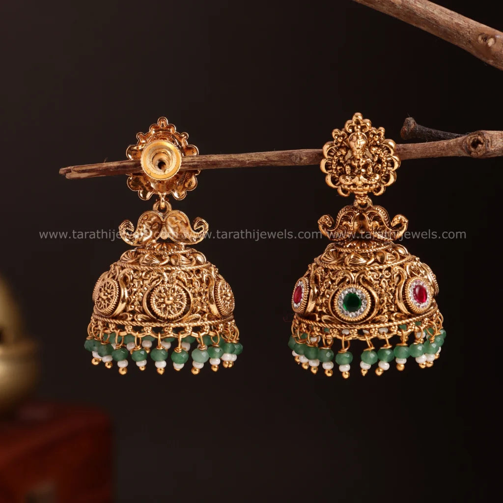 Leema Lakshmi Green Pearls Jumka EA547