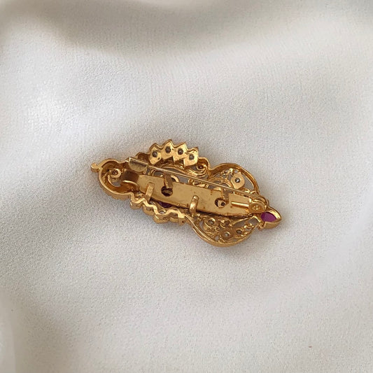 Gold Finish Peacock Design Saree Pin SP01