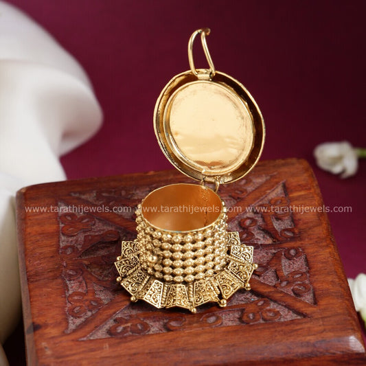 Gold Look alike Kemp stone Kumkum Box KK11