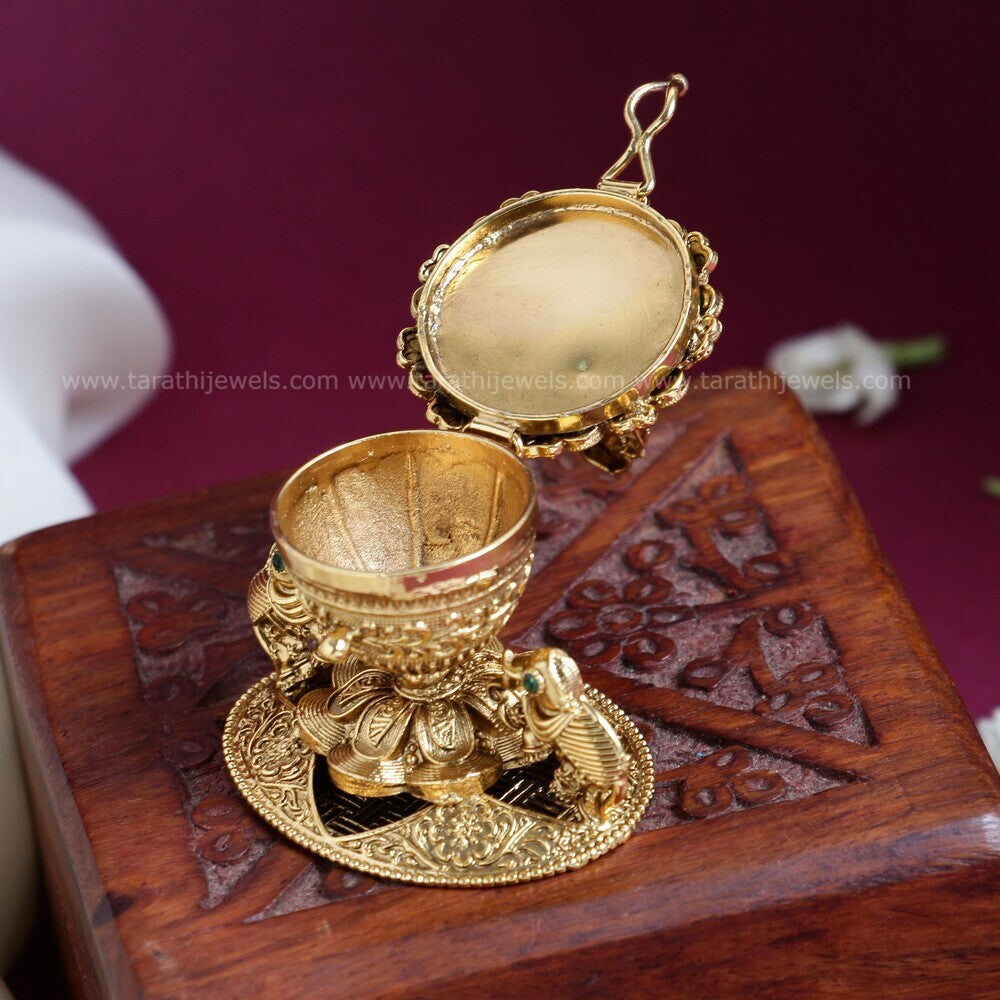 Peacock with Elephant Kemp Kumkum Box KK24