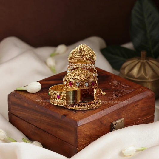 Gold Look alike Kemp stone Kumkum Box KK41