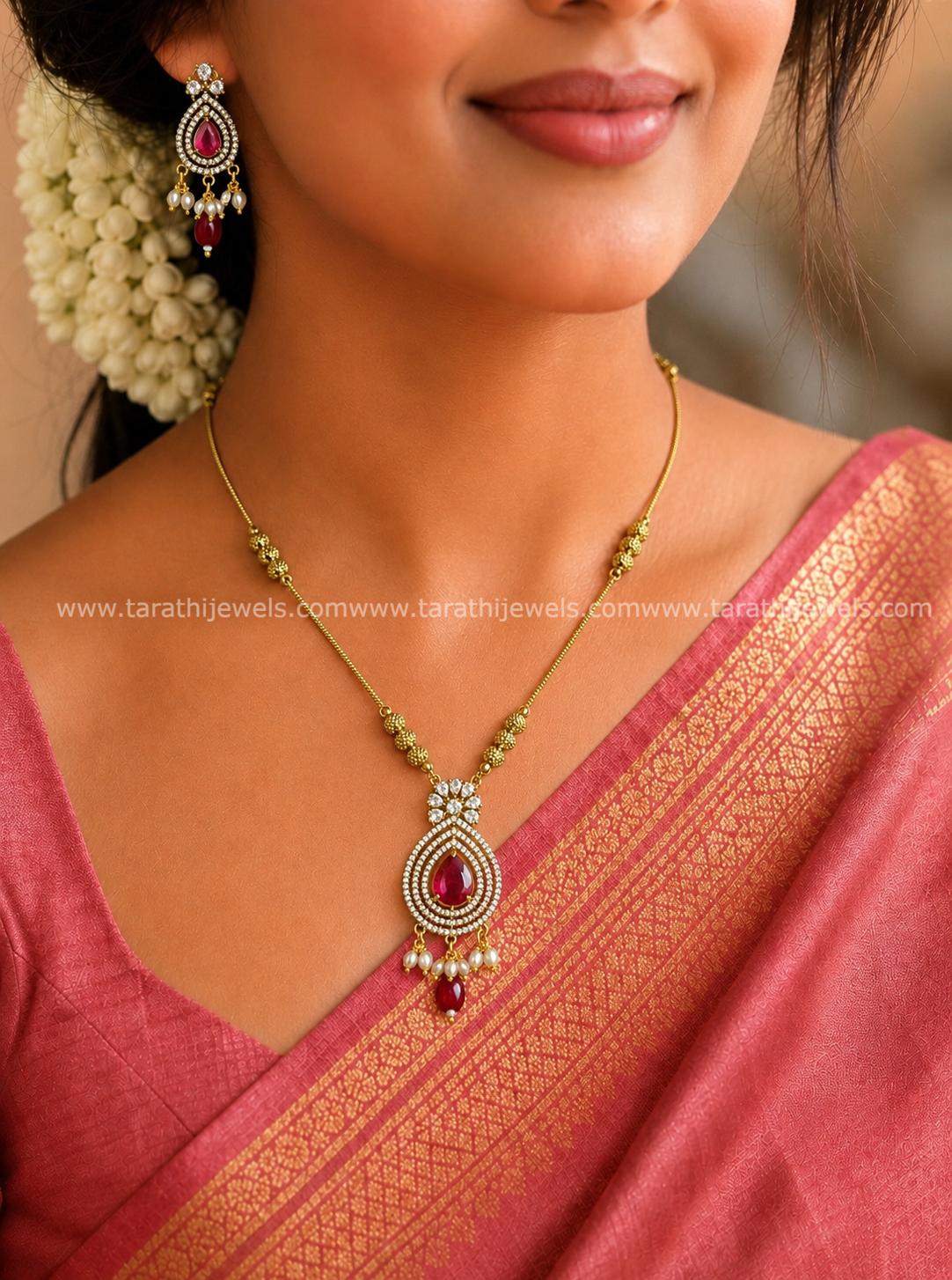 Janani Ruby color Necklace N1066