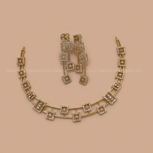 Square Design Cz stone Necklace N465