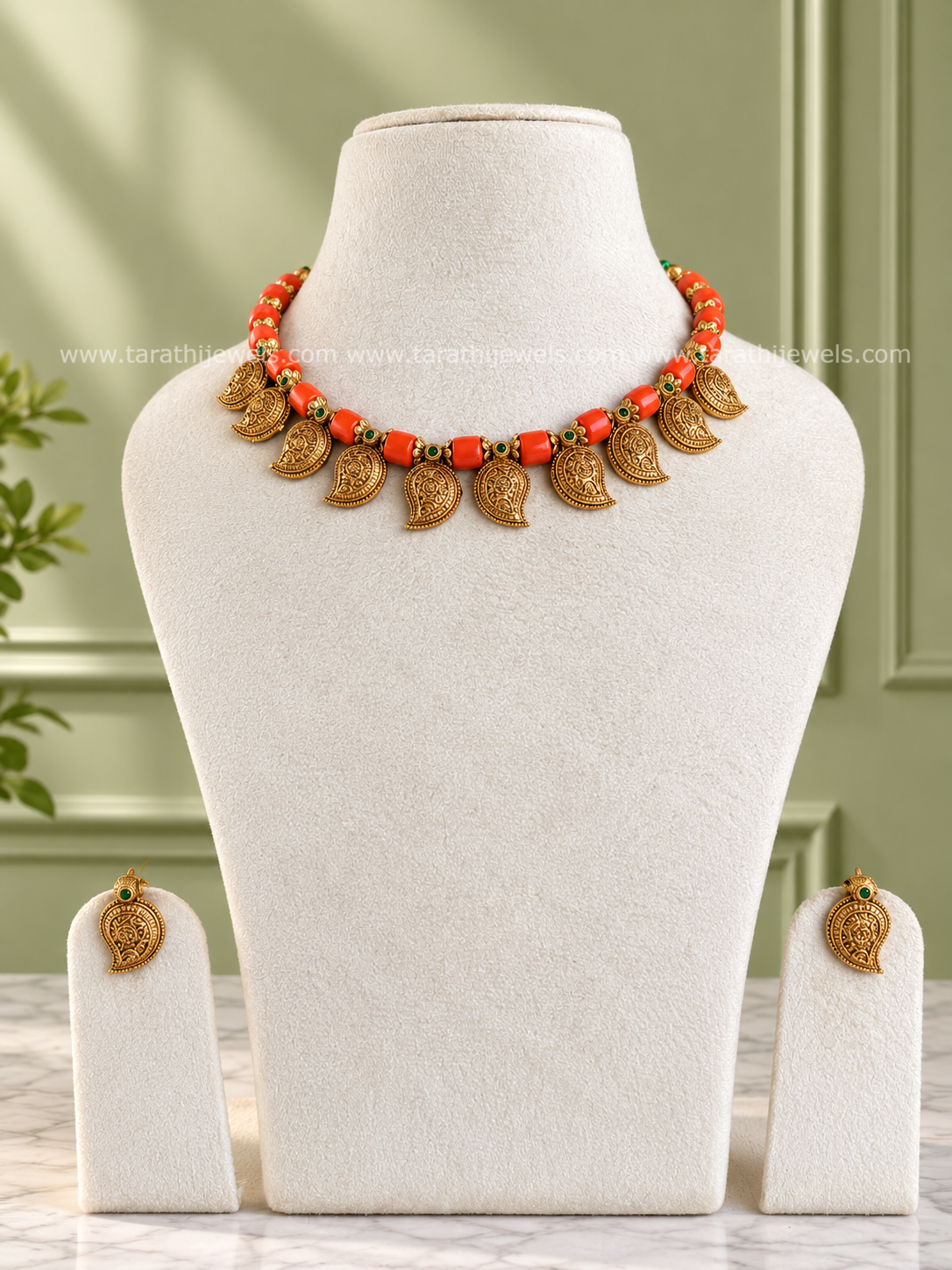 Coral Mango Necklace N1153
