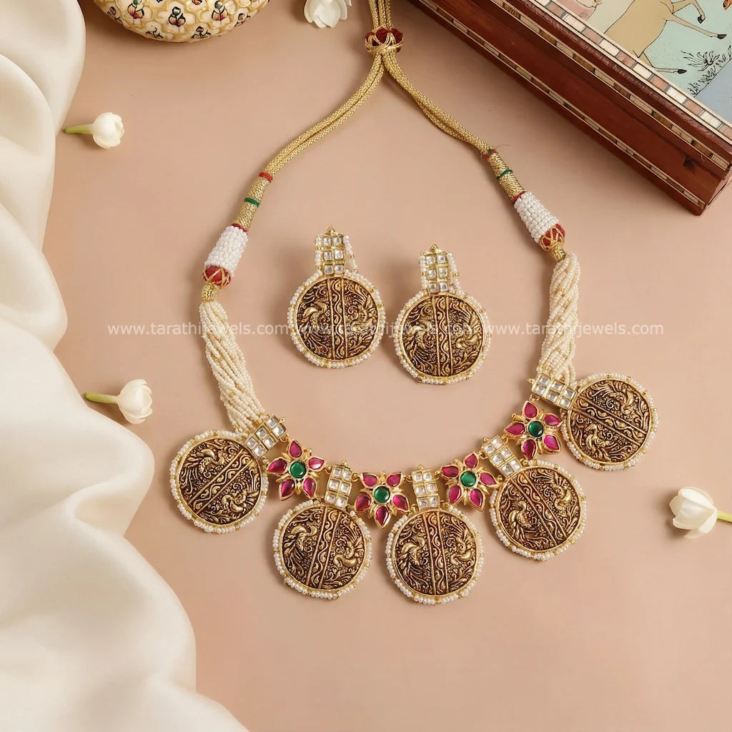 Jadau Kundan Peacock Choker short Neckpiece N840