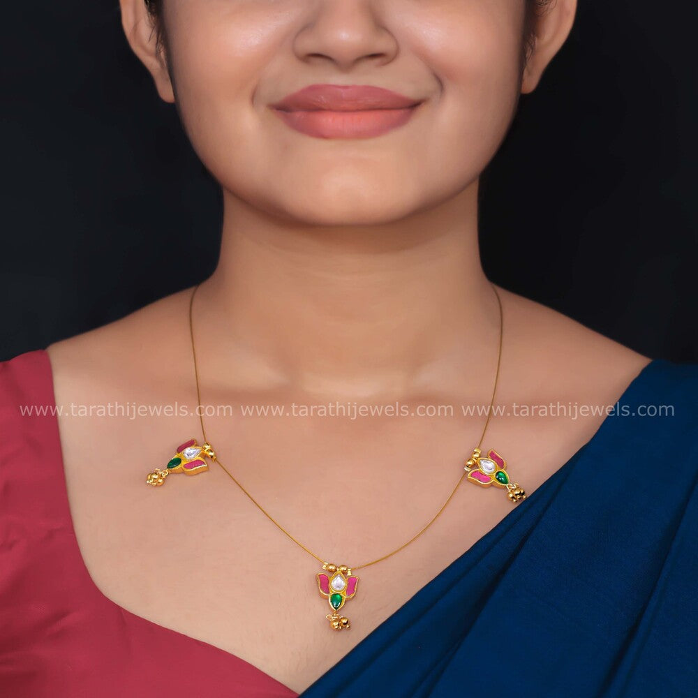 Antique Lotus Pendant Invisible Chain N451