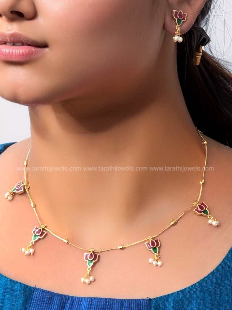 Simple Antique Lotus Necklace N493