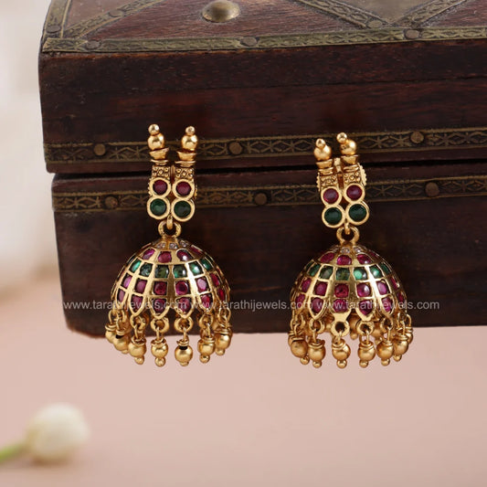 Gold toned Green with Ruby Kerala Traditional Necklace N762