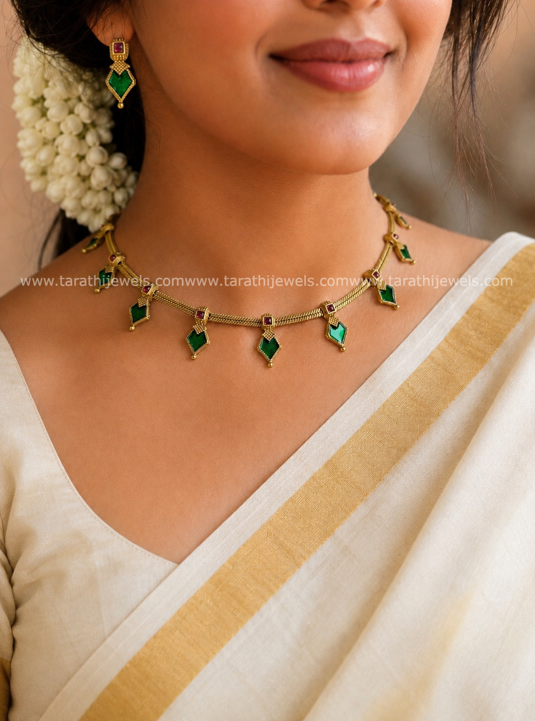 Gold Finish Palak Necklace N774