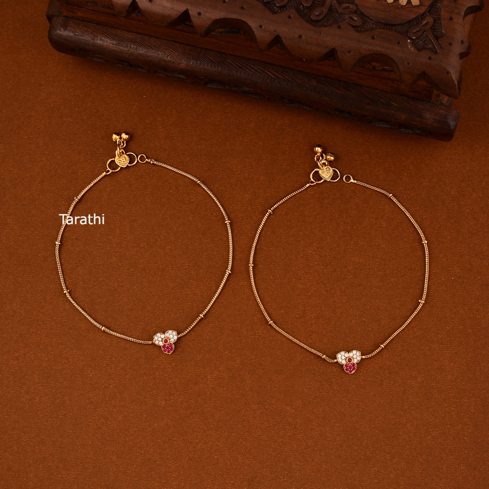 Beautiful Flower Design Jadau Anklets AK11