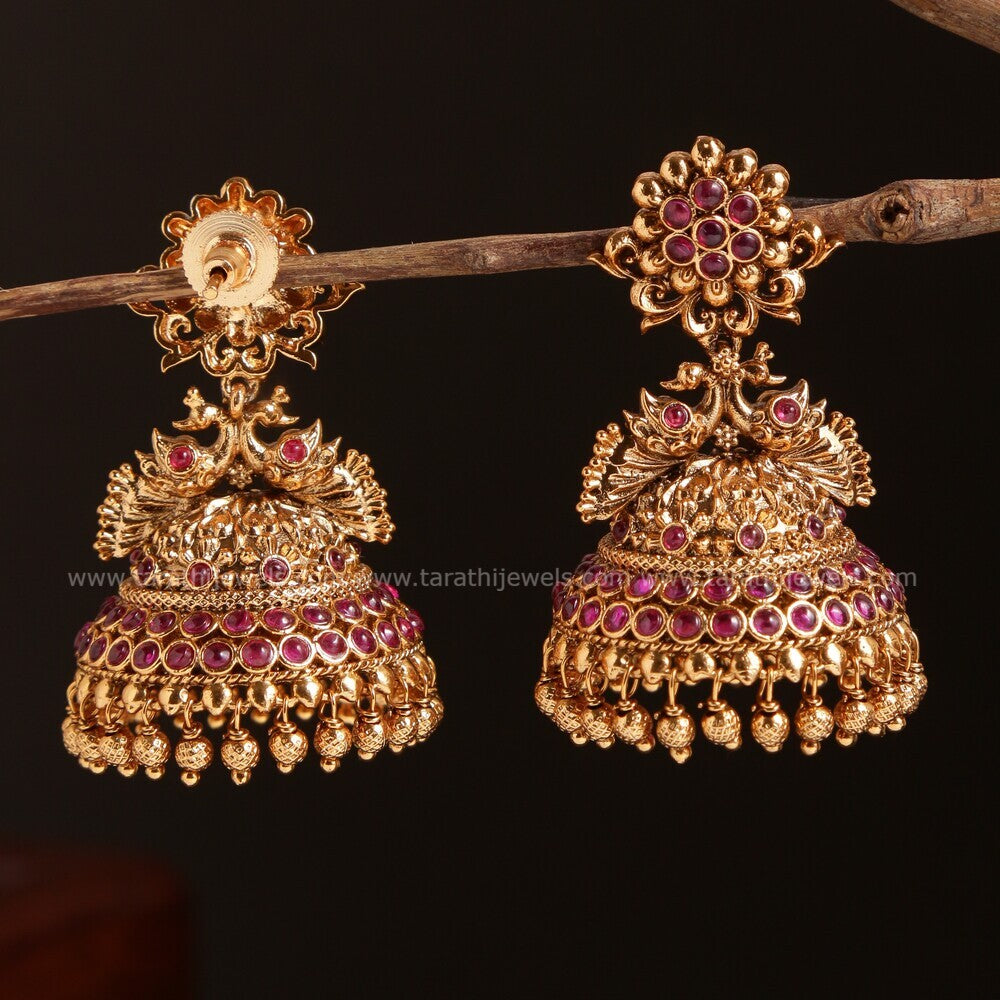 Amazing Gold tone Peacock Jumka EA257