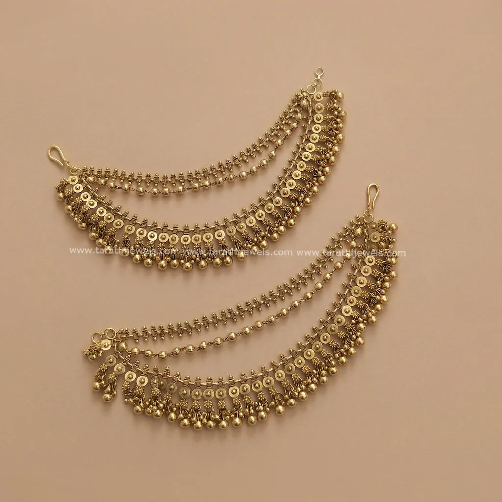 Three Layered Gold finish Earring chain EC108