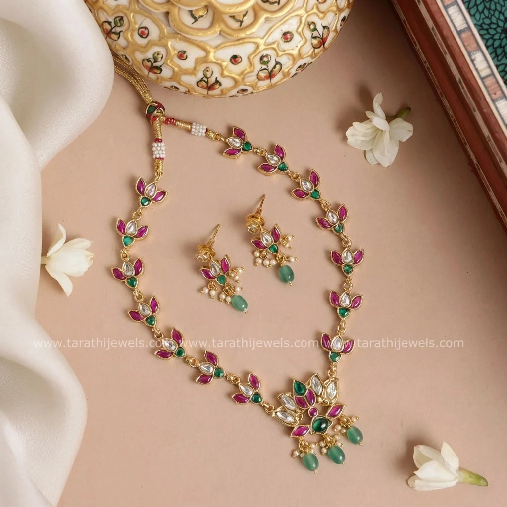 Tarathi Two in one Jadau Kundan Stone Necklace N798