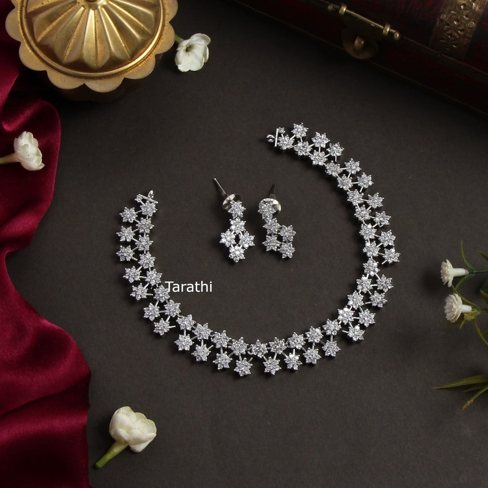 Elegant White stone AD Partywear Neckset AC21