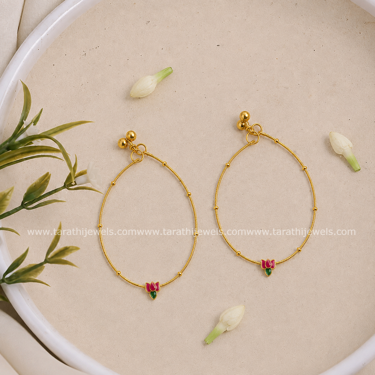 Elegant Lotus design Jadau Anklets AK01