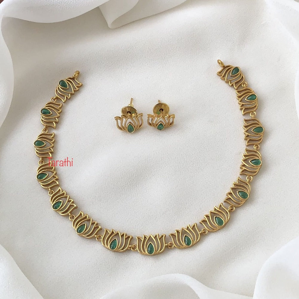 Lotus Ad stone choker Neckpiece CH193