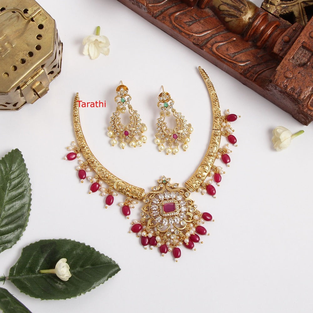 Red Pearl Drops Hasli Choker CH222