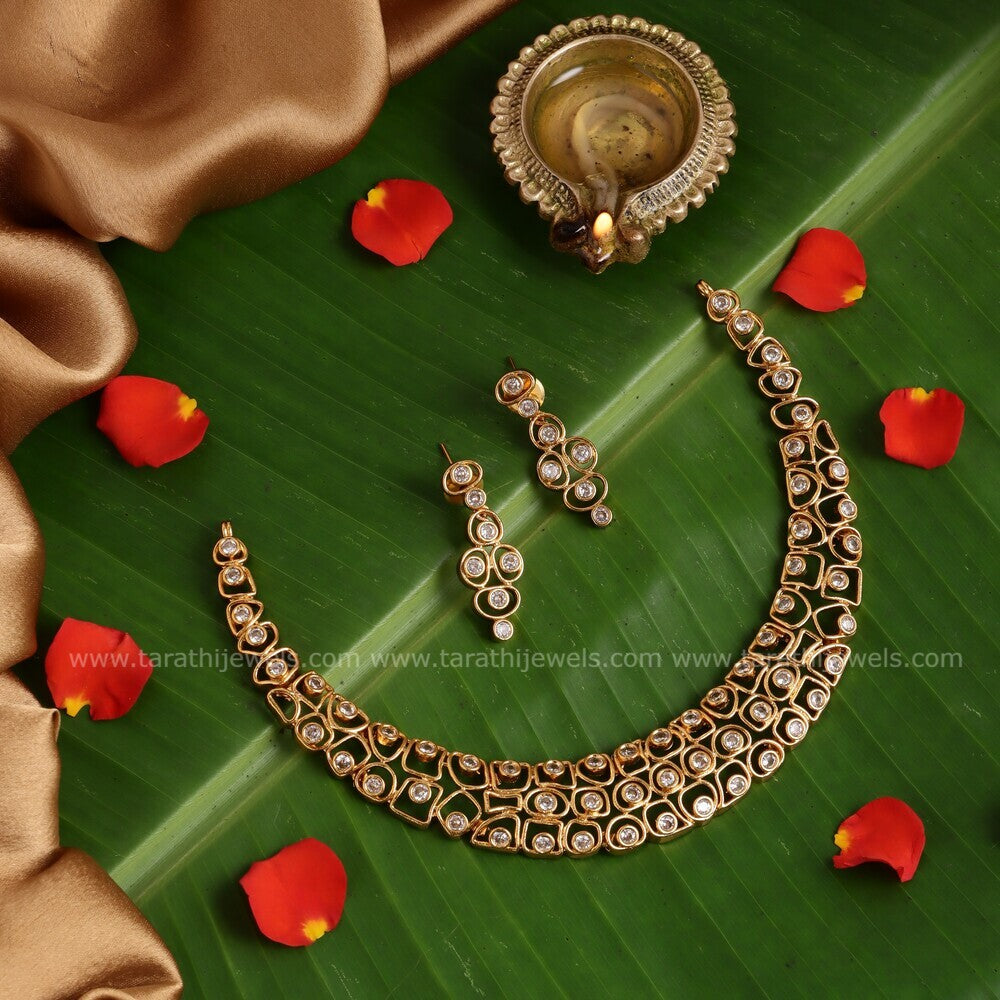 Adithi Gold Finish Choker Neckpiece CH290