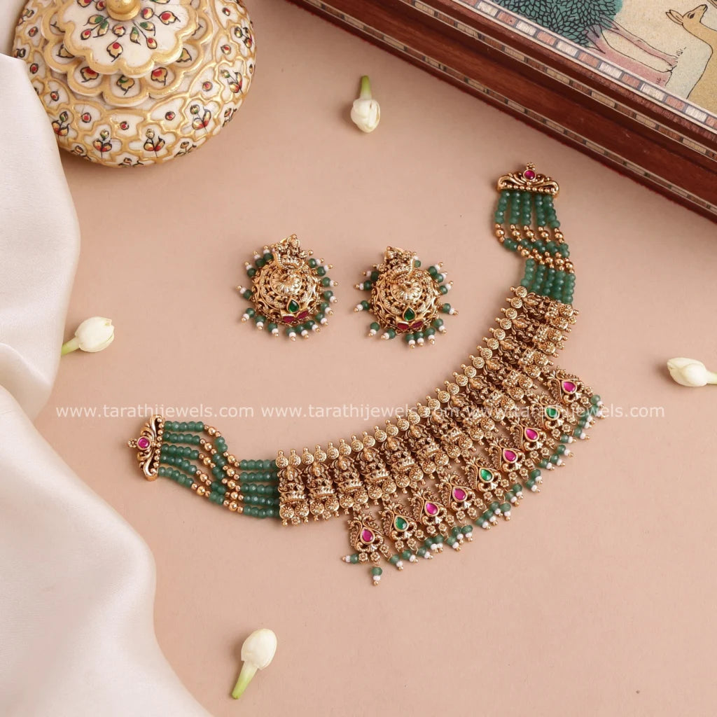 Gold Finish Lakshmi Choker CH370