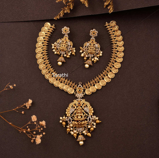 Antique Finish Lakshmi Gutapusalu Short Necklace N335