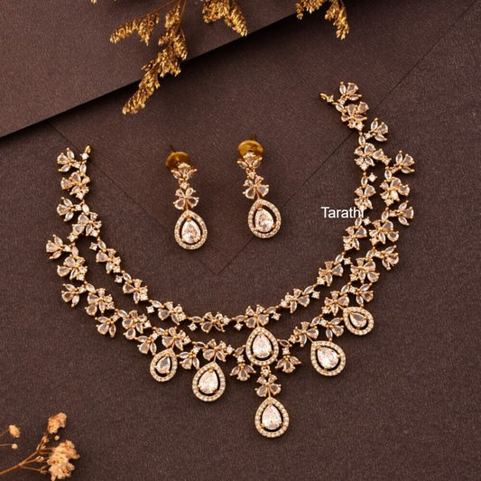 Two Layered Diamond Look alike Necklace N408