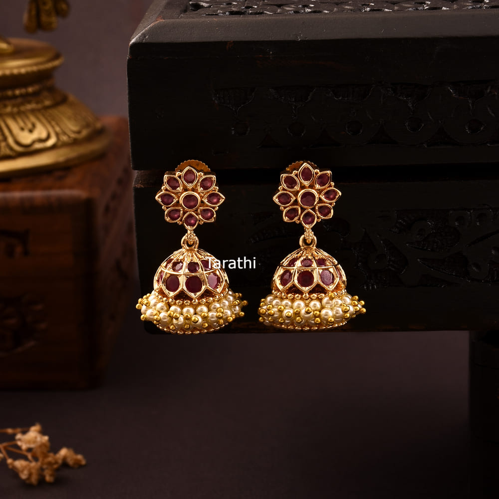 Traditional Ruby stone Jumka EA372