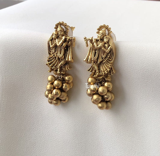 Radha &Krishna Gold Beads Earrings EA193