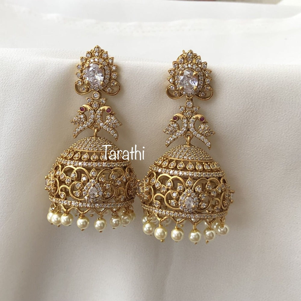 Classic American Diamond Stones Bridal Jumkas EA268