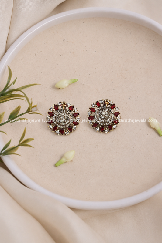Peacock design Victorian Diamond Earrings EA318