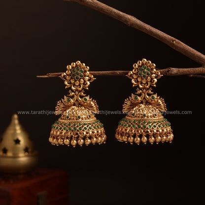 Gold tone peacock Pearl bridal Jumka EA416