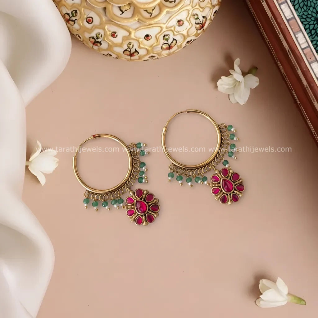 Megna Green Beads Chandabali Earring EA558