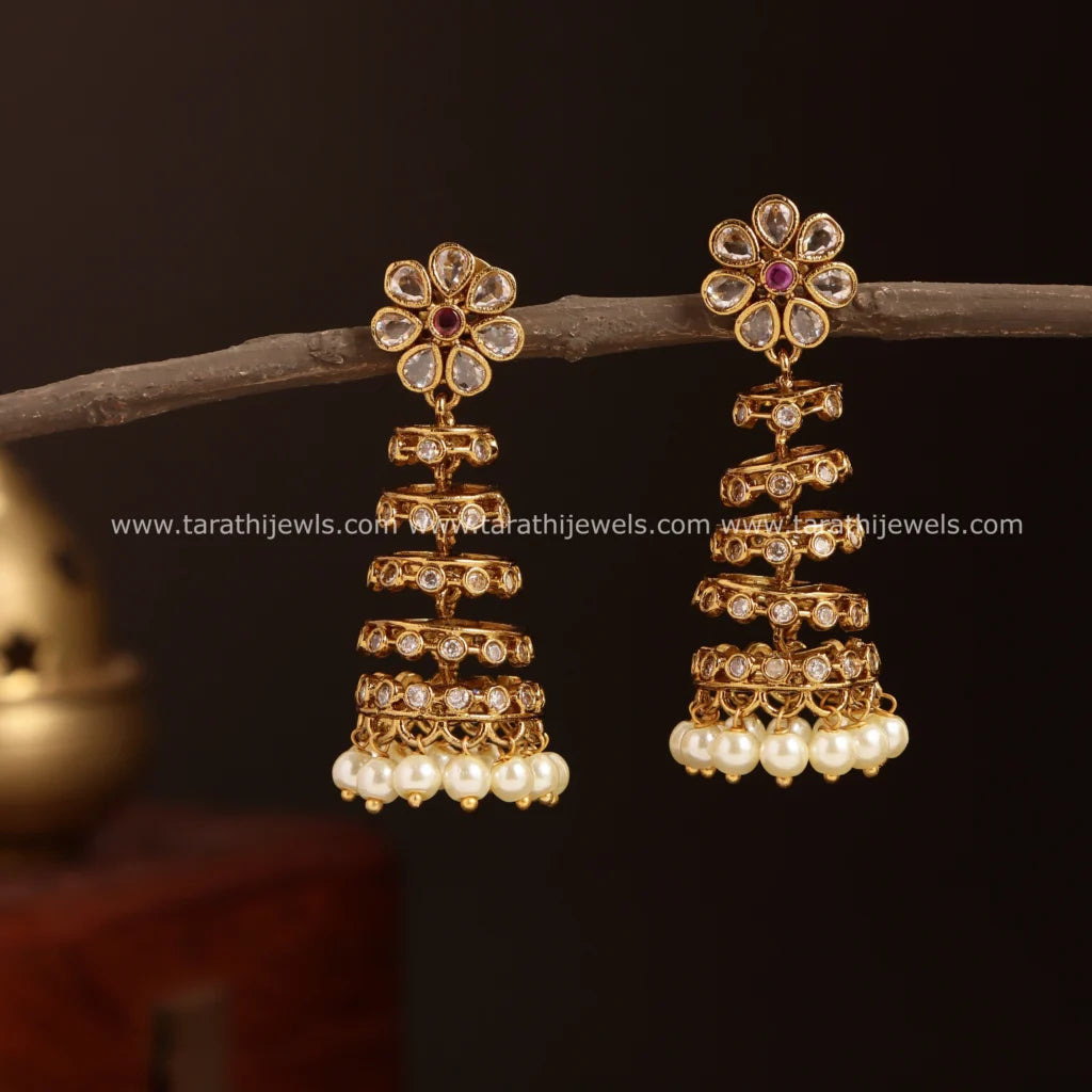 Golden Five Layer Pearl Earring EA578